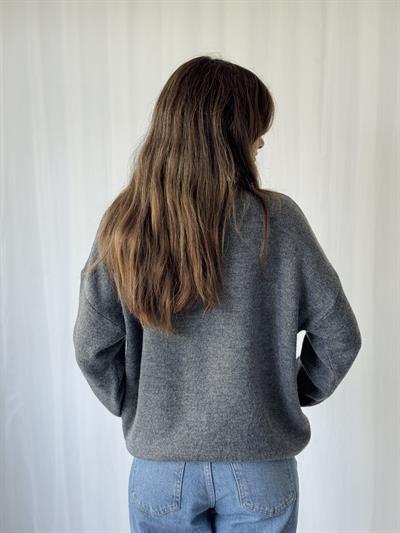 Retrobird Teddy Bear Kabartmalı Gri Triko Kazak