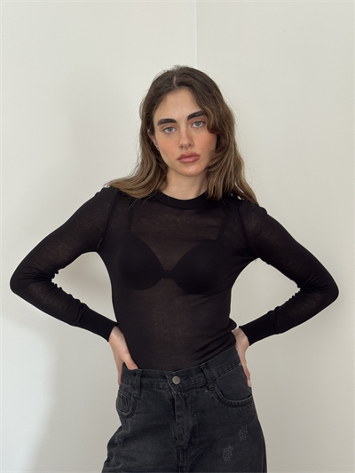 Retrobird Black Transparent Fit Knit Sweater