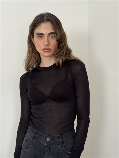 Retrobird Black Transparent Fit Knit Sweater