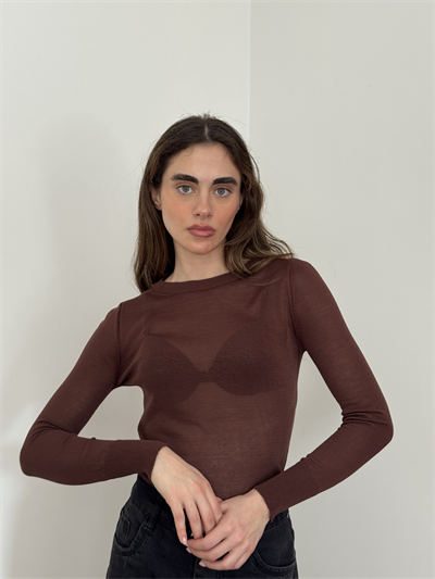 Retrobird Brown Transparent Fit Knit Sweater