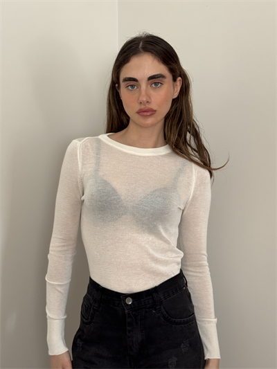 Retrobird Ecru Transparent Fit Knit Sweater