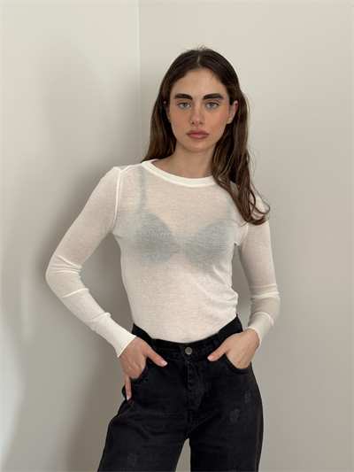 Retrobird Ecru Transparent Fit Knit Sweater