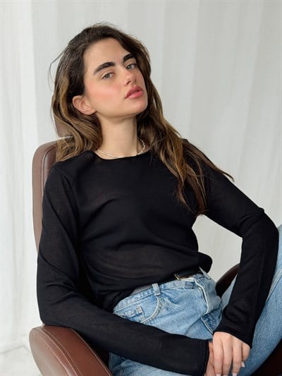 Retrobird Black Transparent Thin Knit Top