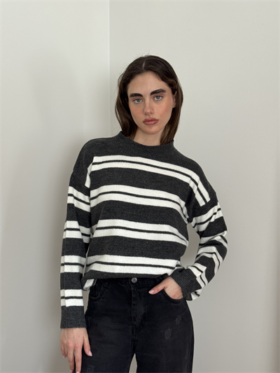 Retrobird Striped Smoke Gray Knit Sweater