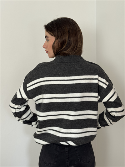 Retrobird Striped Smoke Gray Knit Sweater