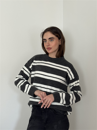 Retrobird Striped Smoke Gray Knit Sweater