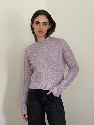 Retrobird Embossed Pattern Lilac Knit Sweater