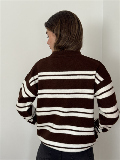 Retrobird Striped Brown Knit Sweater