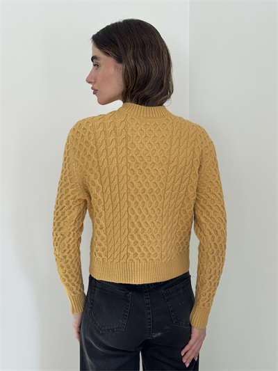 Retrobird Patterned Mustard Knit Sweater