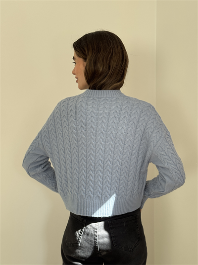 Retrobird Embossed Patterned Indigo Knitwear Sweater