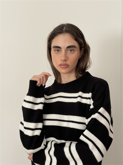 Retrobird Striped Black Knit Sweater