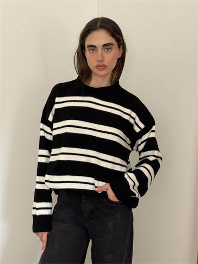 Retrobird Striped Black Knit Sweater