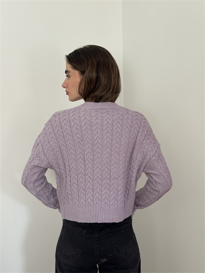 Retrobird Embossed Pattern Lilac Knit Sweater