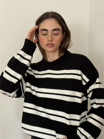 Retrobird Striped Black Knit Sweater