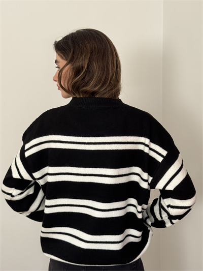 Retrobird Striped Black Knit Sweater