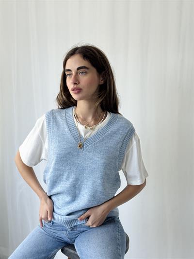 Retrobird Kül Mavi Triko Süveter