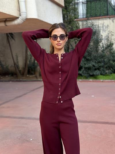 Retrobird Burgundy Knit Set