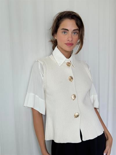 Retrobird Krem Triko Yelek