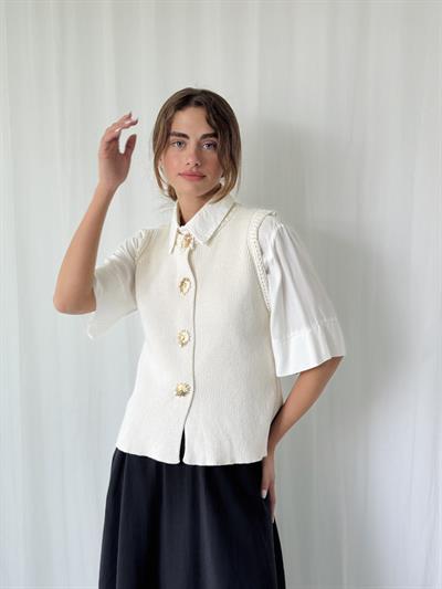 Retrobird Krem Triko Yelek