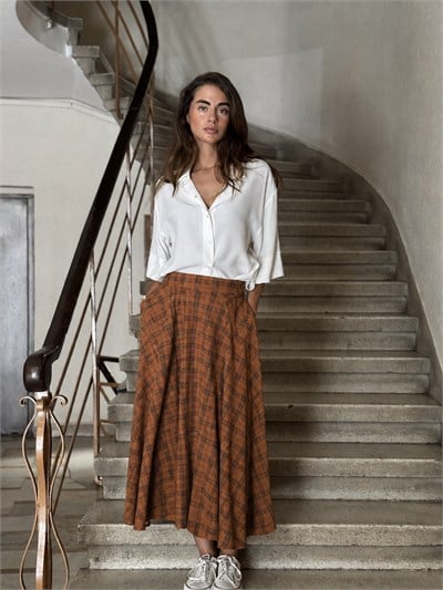 Retrobird Tuğla Valerie Kloş Uzun Etek