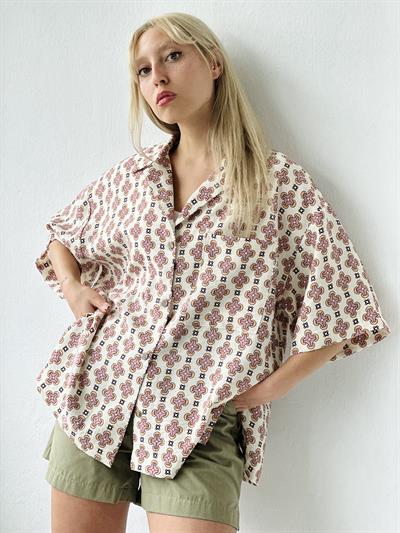 Retrobird Unisex Standart Model Somon Renkli Oversize Retro Yaka Gömlek