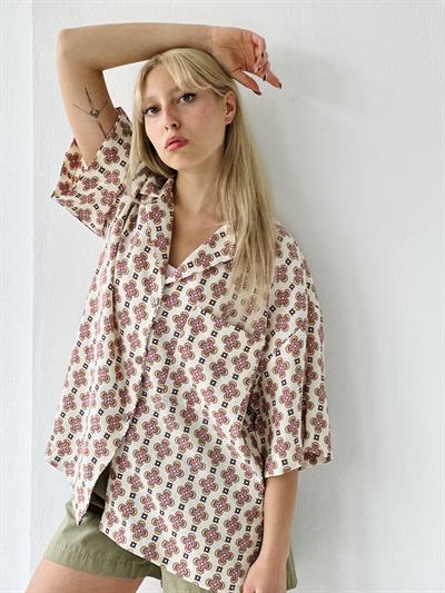 Retrobird Unisex Standart Model Somon Renkli Oversize Retro Yaka Gömlek