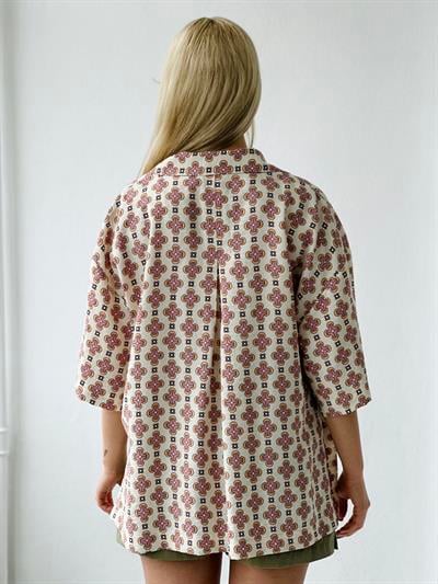 Retrobird Unisex Standart Model Somon Renkli Oversize Retro Yaka Gömlek