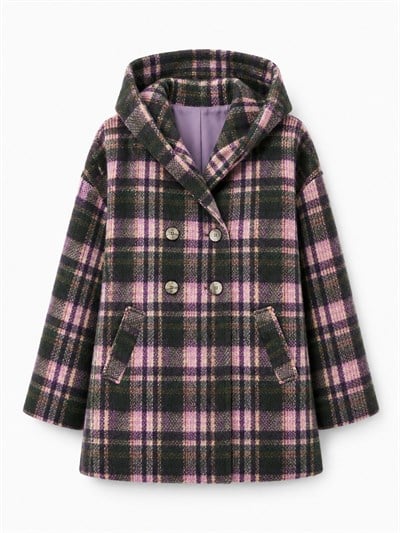 Retrobird Urban Retro Kapüşonlu Oversize Lila Ceket Kaban