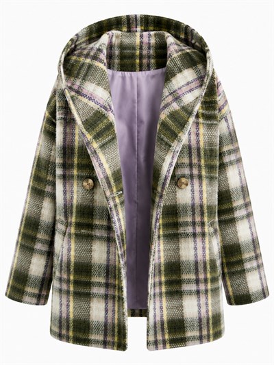 Retrobird Urban Retro Kapüşonlu Oversize Yeşil Lila Ceket Kaban