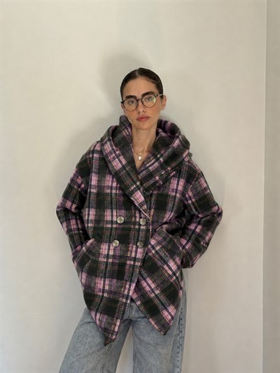 Retrobird Urban Retro Kapüşonlu Oversize Lila Ceket Kaban
