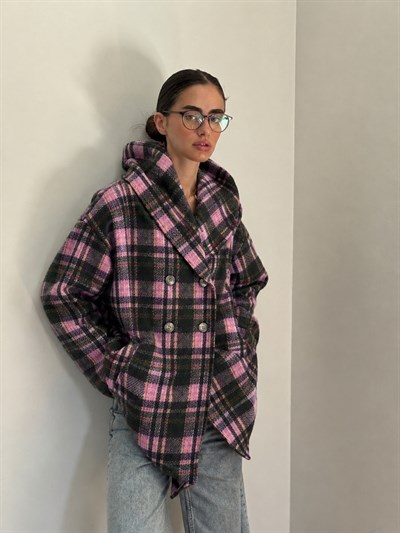 Retrobird Urban Retro Kapüşonlu Oversize Lila Ceket Kaban