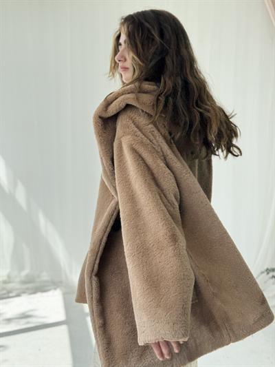 Retrobird Urban Retro Kapüşonlu Oversize Camel Ceket Kaban