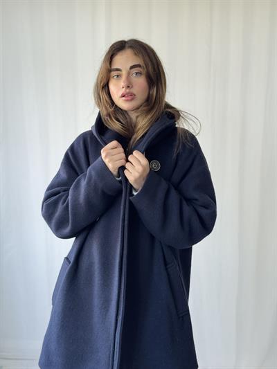 Retrobird Urban Retro Kapüşonlu Oversize Lacivert Ceket Kaban