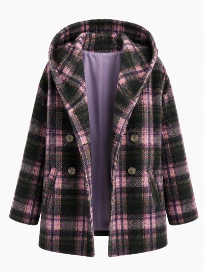 Retrobird Urban Retro Kapüşonlu Oversize Lila Ceket Kaban