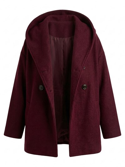 Retrobird Urban Retro Kapüşonlu Oversize Bordo Ceket Kaban