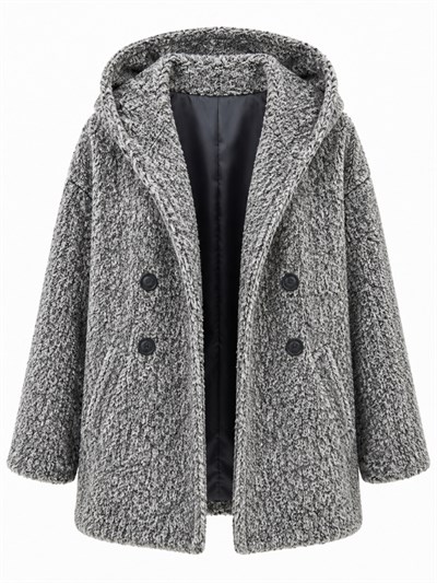 Retrobird Urban Retro Kapüşonlu Oversize Gri Ceket Kaban