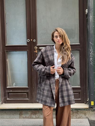 Retrobird Urban Retro Kapüşonlu Oversize Füme Ceket Kaban