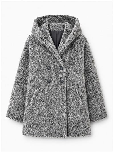 Retrobird Urban Retro Kapüşonlu Oversize Gri Ceket Kaban