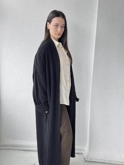 Retrobird Uzun Triko Siyah Hırka