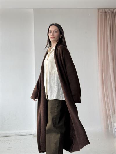 Retrobird Uzun Triko Kahverengi Hırka