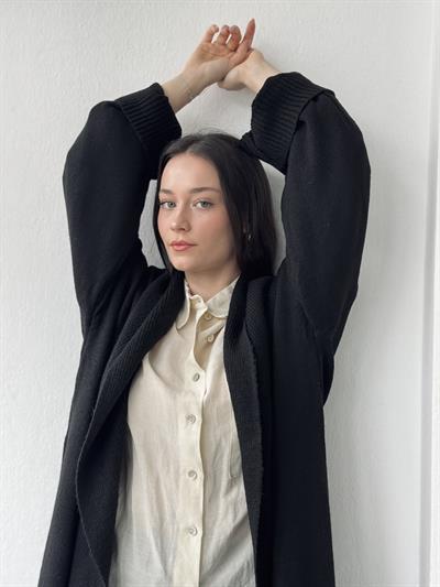 Retrobird Uzun Triko Siyah Hırka