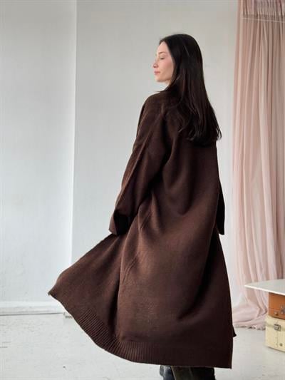 Retrobird Uzun Triko Kahverengi Hırka