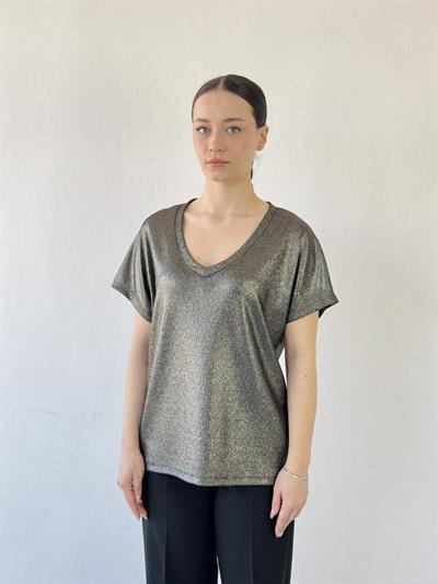 Retrobird V-Neck Flowy Glittery T-Shirt Top
