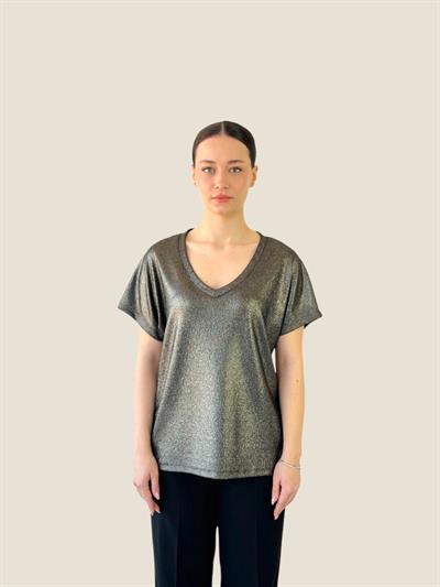 Retrobird V-Neck Flowy Glittery T-Shirt Top