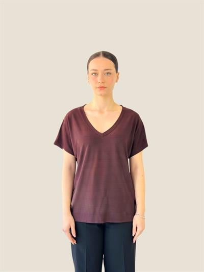 Retrobird V-Neck Loose Brown T-Shirt Top