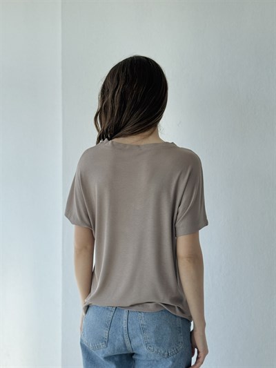 Retrobird V-Neck Corset Draped Mink T-Shirt Top