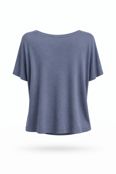 Retrobird V-Neck Corset Draped Indigo T-Shirt Top