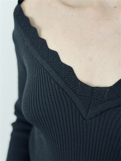 Retrobird Black V-Neck Knit Sweater