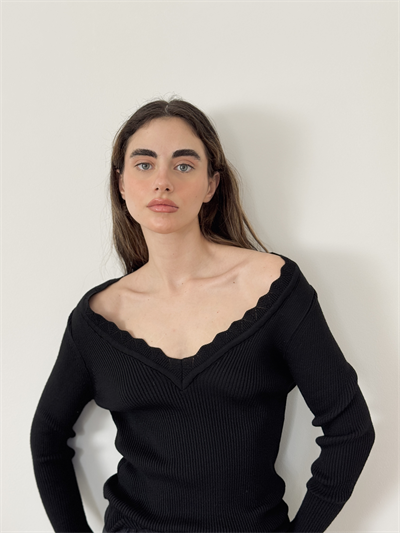 Retrobird Black V-Neck Knit Sweater