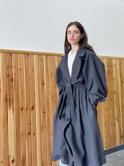 Retrobird Valencia Kuşaklı Antrasit Kaşe Kaban